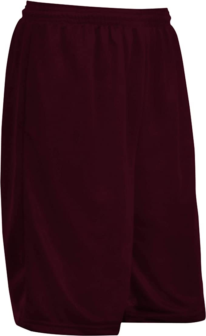 CHAMPRO BOSS 9" Inseam Polyester Shorts, Adult Medium, Maroon